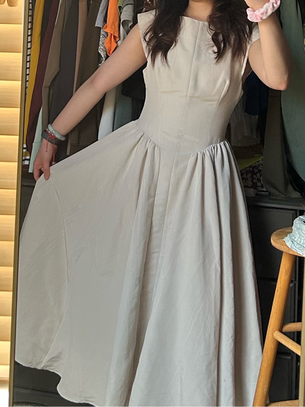 House of CB ‘Debutante’ Backless Midi Dress – French Dove (M)